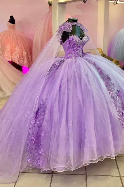 Light Purple Quinceanera Dresses Masquerade Puffy Ball Gown Prom Dresses With Warp Sweet 16 Vestidos De 15 Anos