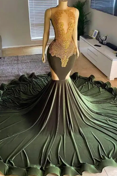 Golden Crystal Velvet Prom Dresses 2024 For Black Girls Luxury Graduation Gown Mermiad Party Dress O Neck Wedding Vestidos