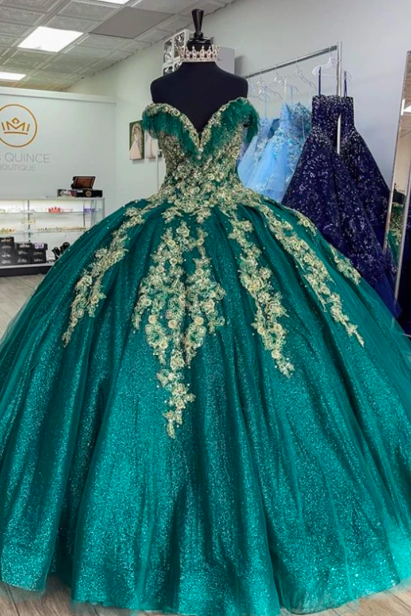 Emerald Green Sweetheart Ball Gown Quinceanera Dress Beaded Lace Applique Tulle Sweet 15 Dress Corset Vestidos De 15 Años