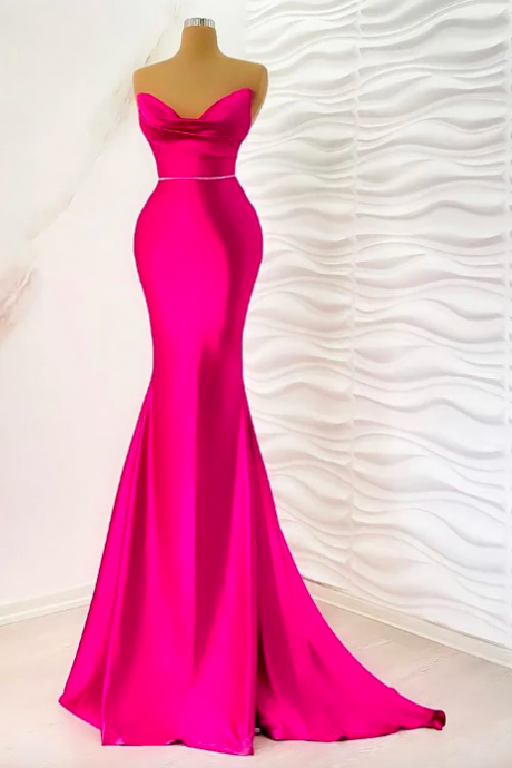 Evening Dresses Exquisite Mermaid Dubai Evening Dress Solid Satin Simple Prom Dresses Gowns