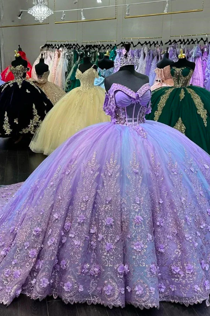 Light Purple Quincenara Dress 2024 Sparkly Beading Sequin Quinceañera Xv Sweet 16 Ball Gown Vestidos De 15 Años
