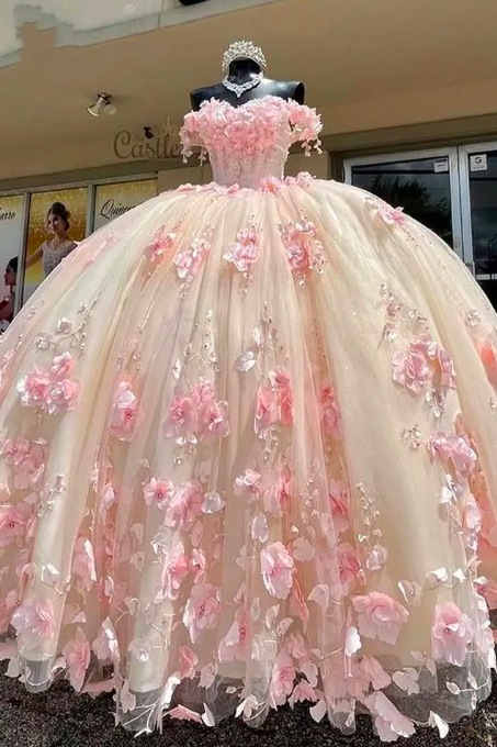 Elegant Pink Ball Gown Quinceanera Dresses Dress Cape And Short Dress Vestidos De 15 Años Prom Dress