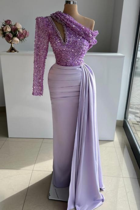 Blue Mermaid Overskirt Evening Dresses Gowns 2025 Beaded Elegant Luxury Satin For Women Party HM67366