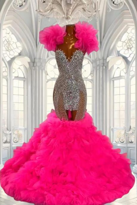 Luxurious Sexy Corset Evening Dress Shimmering Beaded Sequins Chic Crystals Customized Prom Women Sexy Special Occasions Wear