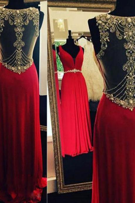 Red Prom Dresses, Crystal Prom Dresses, Sheer Crew Prom Dresses, Mermaid Evening Dresses, A Line Evening Gowns, Sparky Evening Dress, 2017 Formal Dresses, Newest Prom Dress, Red Evening Dresses