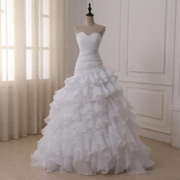 Eleagnt Mermaid Wedding Dresses Custom Sweetheart Sleeveless Pleats ...