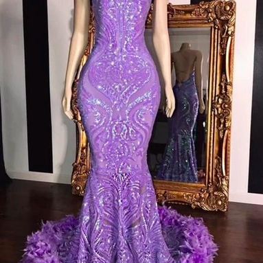 Purple Prom Dresses, Lace Prom Dresses, Sequins Prom Dresses, Feather ...