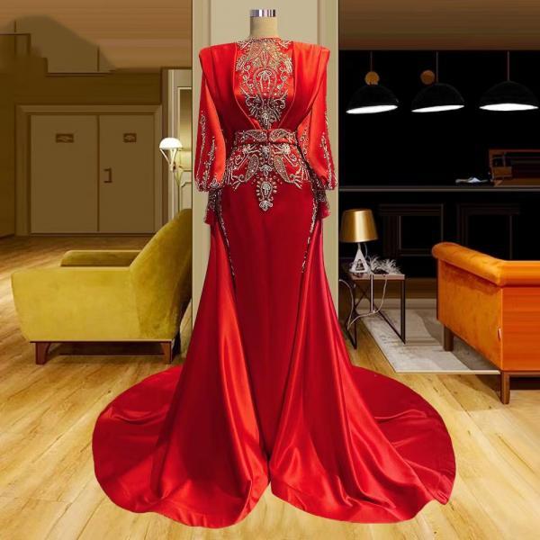 red prom dresses, long sleeve prom dresses, mermaid prom dresses, long sleeve prom dresses, beaded evening gowns, pearls prom dresses, sexy prom dresses, new arrival evening dresses, cheap evening dresses