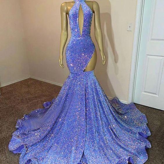 Blue Prom Dresses, 2023 Prom Dresses, Custom Make Prom Dresses, Sequins ...