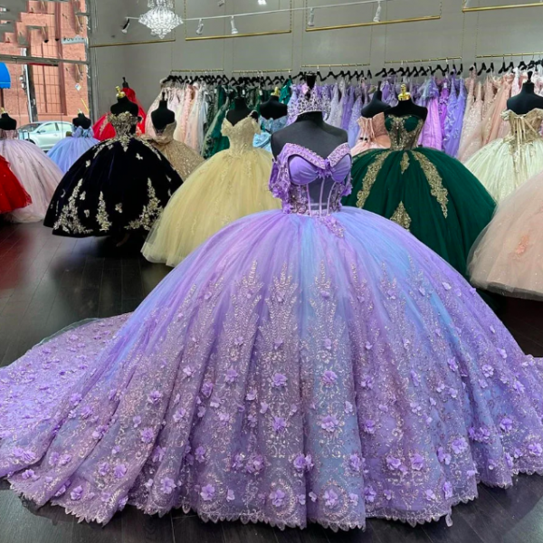 Light Purple Quincenara Dress 2024 Sparkly Beading Sequin Quinceañera XV Sweet 16 Ball Gown Vestidos De 15 Años