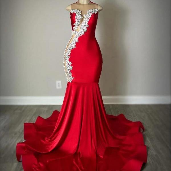 Dubai Gowns Nude Illusion Pearls Beaded Feathers Mermaid Long Evening Dresses 2025 for Women Wedding Party LA72245