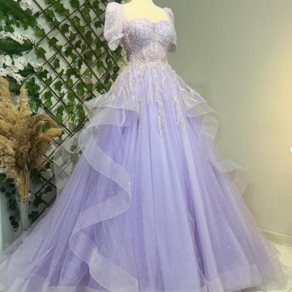 Classy Lavender Strapless Tulle A Line Short Birthday Party Dress Formal Homecoming Dress SP88 main image 0