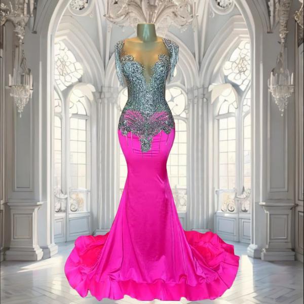 Black Strappy Glitter Mermaid Formal Prom Drerss Evening Gown, DP3215 main image 1