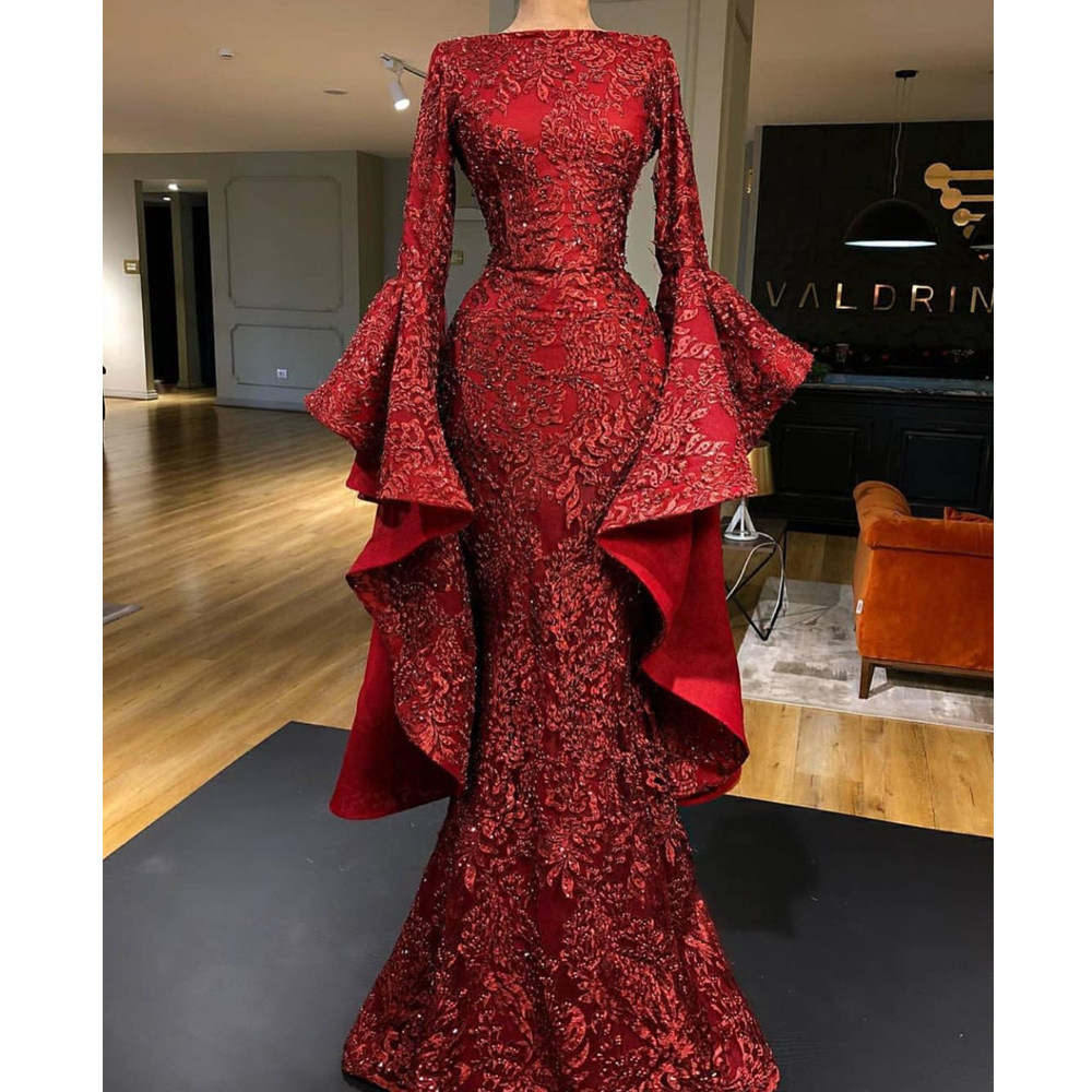 Long Sleeve Prom Dresses, Sparkly Prom Dresses, 2020 Prom Dresses, Red ...