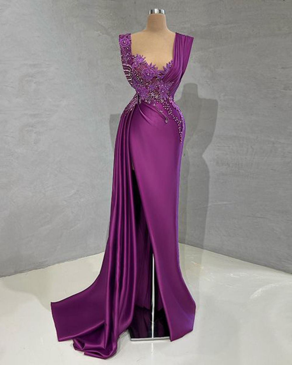 Purple Prom Dresses Red Evening Dress Lace Evening Dresses Satin Evening Dresses Mermaid 8254