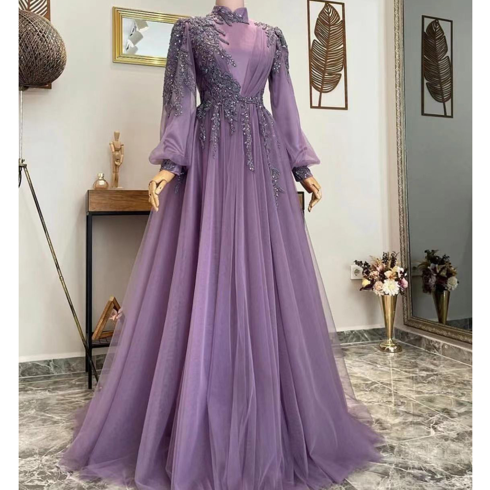 Beaded Prom Dresses, Purple Prom Dresses, Lavender Prom Dresses, A Line ...