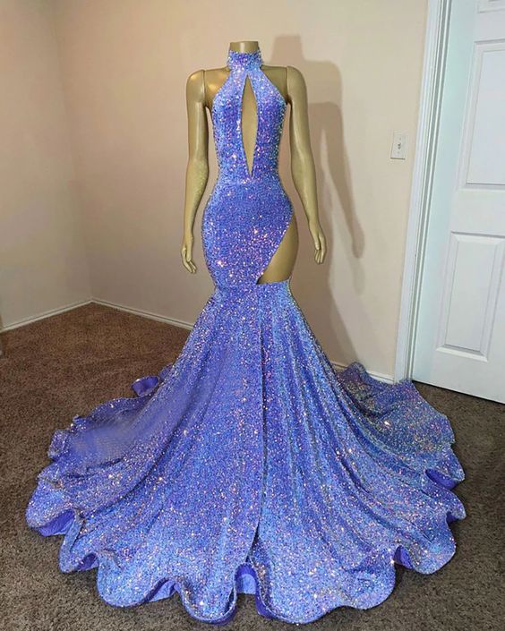 Blue Prom Dresses, 2023 Prom Dresses, Custom Make Prom Dresses, Sequins ...