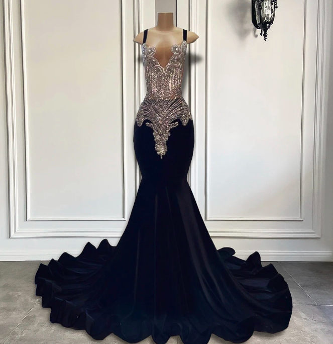 Luxury Long Prom Dresses 2023 Sexy Mermaid Style Sparkly Silver Diamond ...