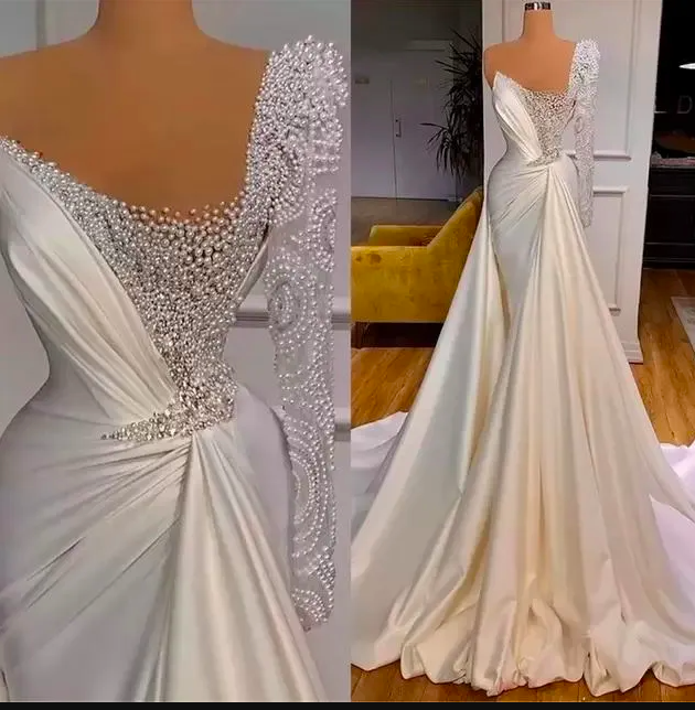 Elegant Wedding Dresses Sexy straps High Stretch Hidden zipper of Mermaid A-line dress