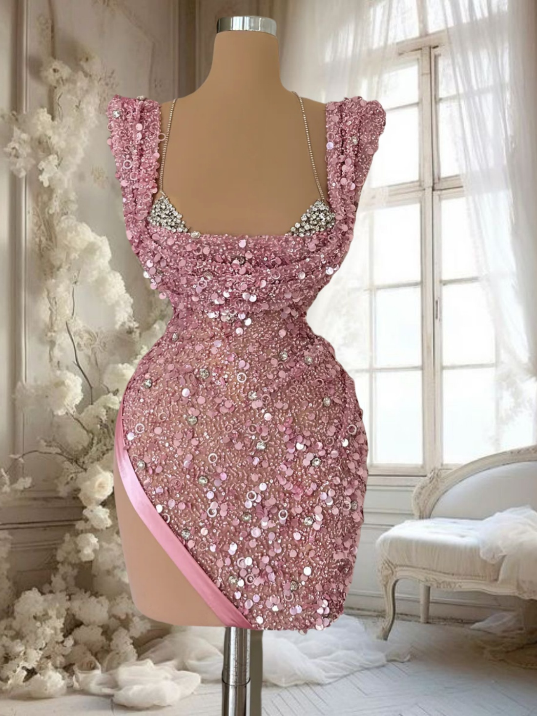 Shinny Sequined Formal Party Dress Sleeveless Mermaid Tulle Sweetheart Neck Prom Gown Luxury Mesh Club Vestidos