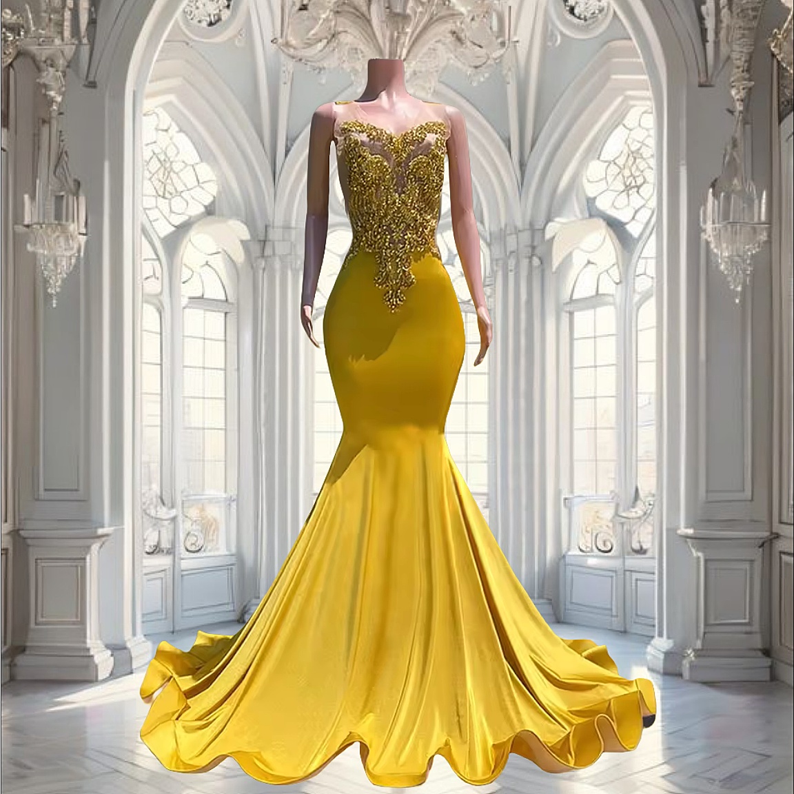 Tiered Yellow Prom Dress Curvy Black Girl Slays main image 1